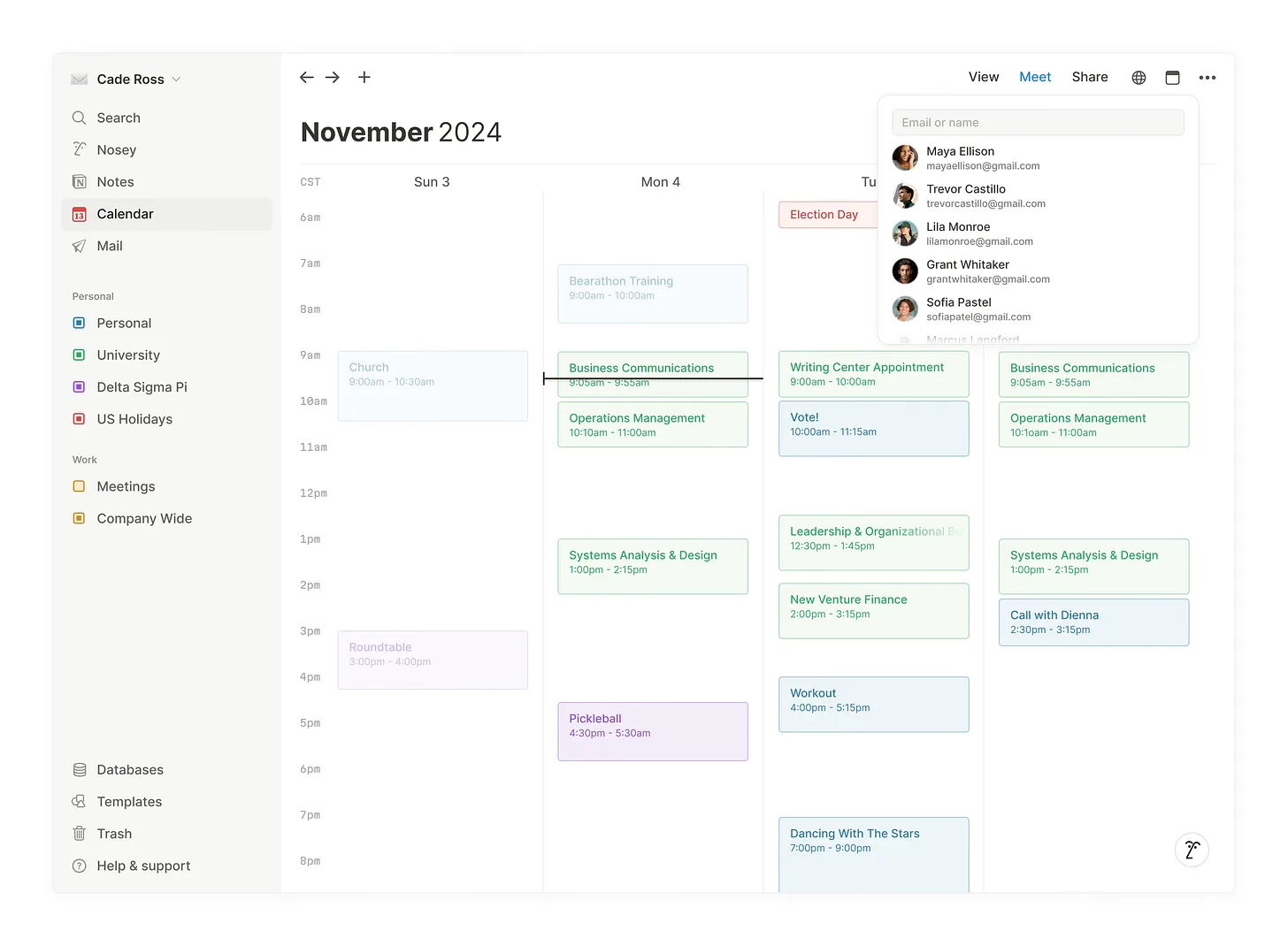 Notion Calendar event creation interface with natural language input