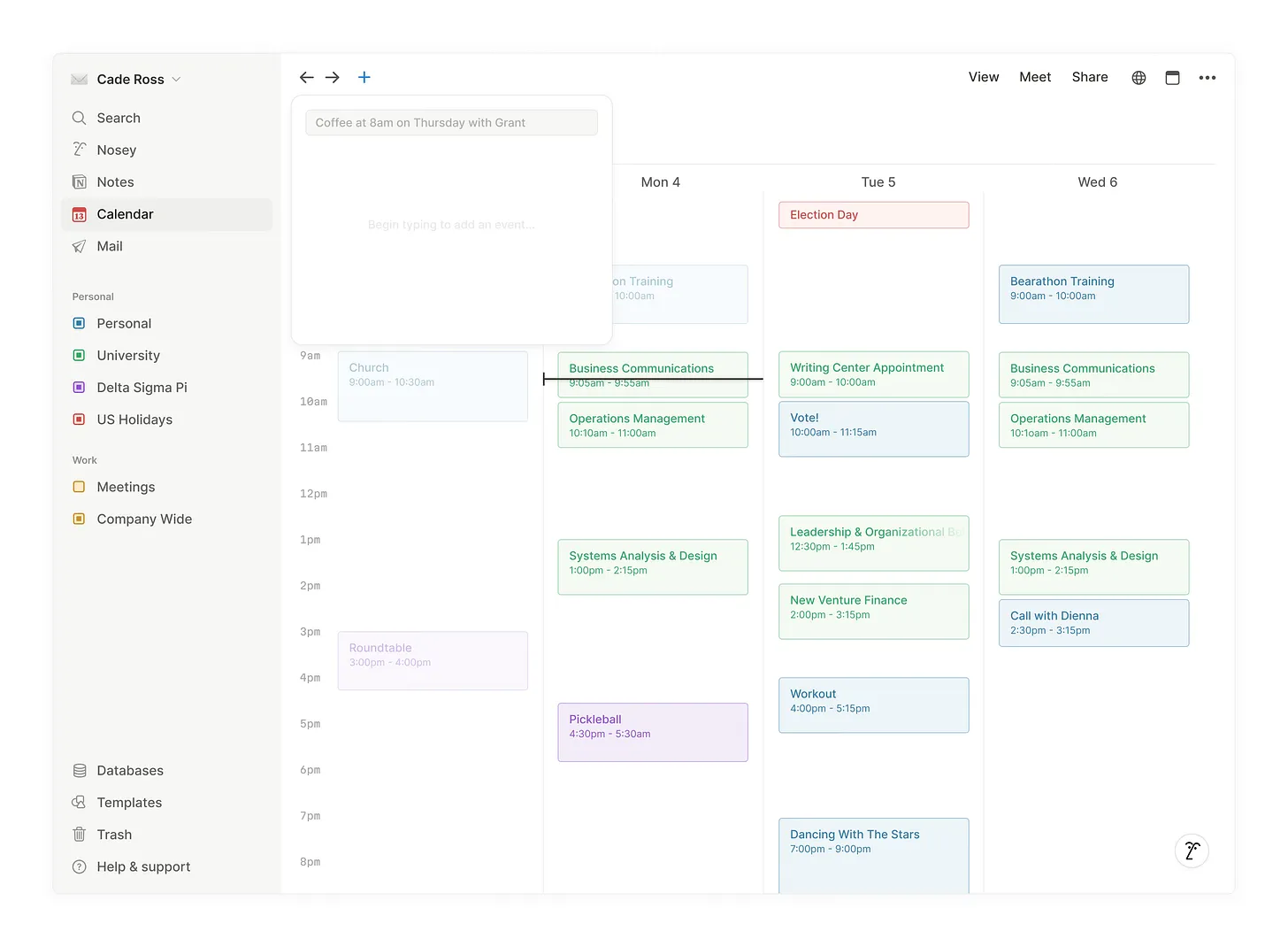 Notion Calendar event details window showing integrated data